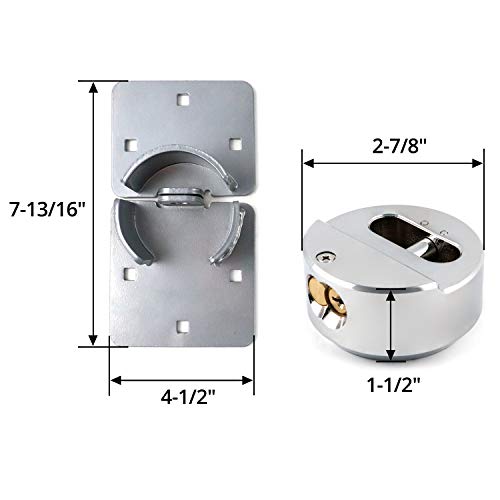 QWORK Heavy Duty Puck Lock and Hasp, High Security Steel Hidden Shackle