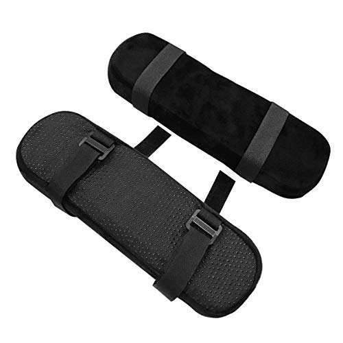 Chair Armrest Pads Memory Foam Comfortable Elbow Pillows for Office Chair Arm Support Forearm Pressure Relief Soft Cushion Anti-Slip Bottom Black 2 Pack