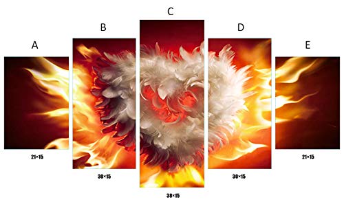 TAOPE 5 Stück Diamant Malerei Vollbohrer Kit, DIY 5D Diamond Painting Bilder Set Diamant Malen nach Zahlen Kreuzstich Stickerei Strass Mosaik Gemälde (Feder und Liebe)