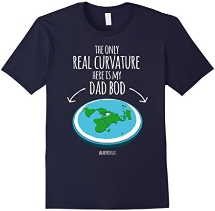 Mens Funny Flat Earth Truth Curvature Dad Bod Shirt Father's Day Large Navy
