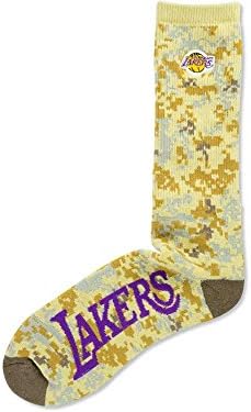 Los Angeles Lakers Men's Digi Desert Camo Crew Socks, Large, Fits US Men Shoe Size 8-13