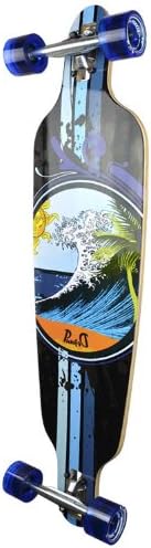 Yocaher Beach Series Complete Drop Through Skateboards Longboard w/Black Widow Premium 80A Grip Tape Aluminum Truck ABEC7 Bearing 70mm Skateboard Wheels