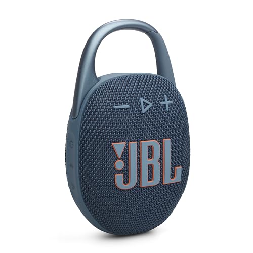 JBL CLIP5 Bluetooth Speaker, USB C Charging, IP67 Dustproof, Waterproof, App Compatible, Carabiner Structure, Passive Radiator Included, Portable, Blue JBLCLIP5BLU