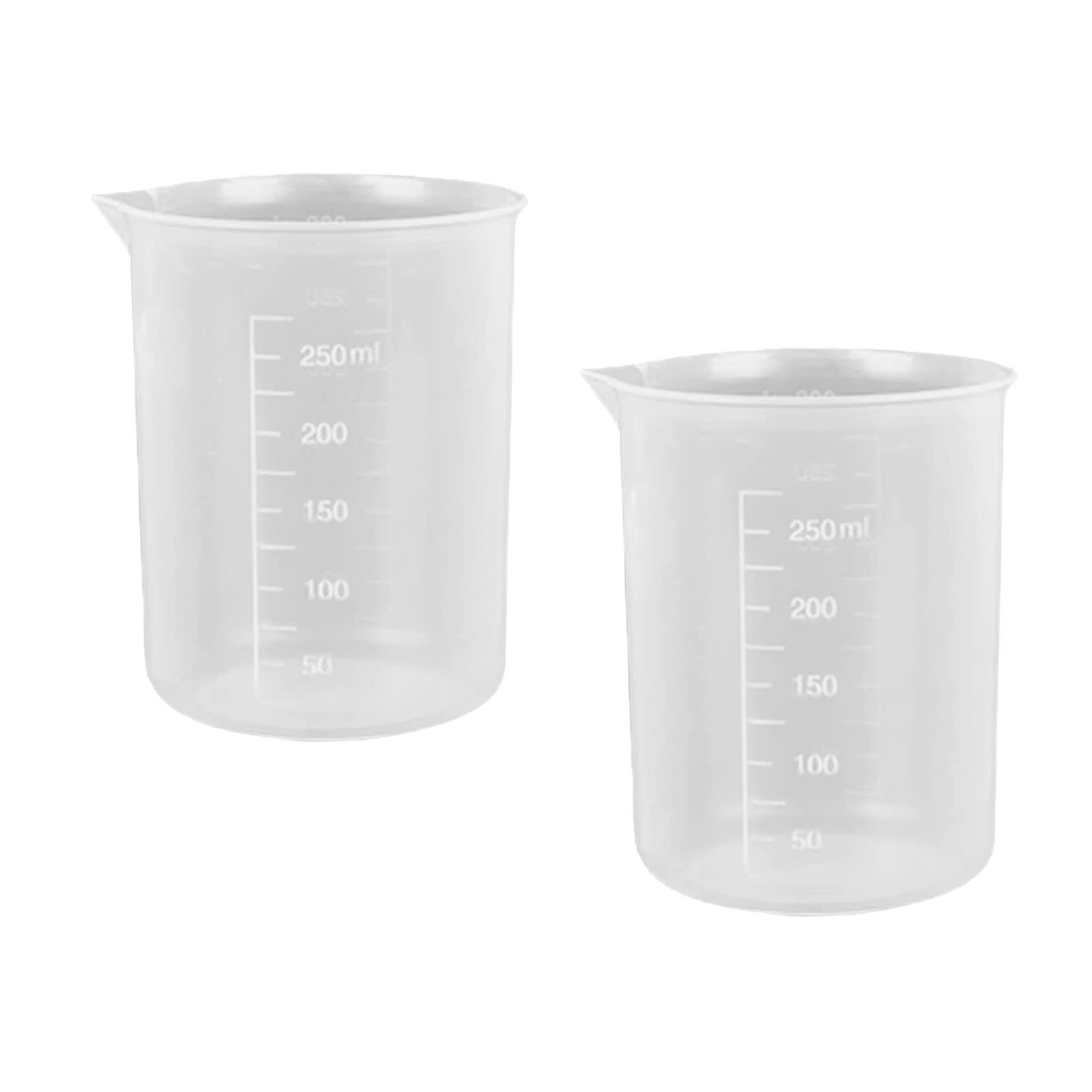 Measuring Jugs Pack of 2 Transparent Measuring Jugs Multipurpose 250ml PP Plastic Graduated Beakers Double Side Measure Containers for Household Kitchen Cooking Lab