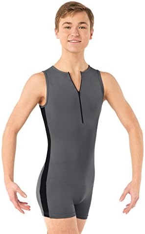 Mens "Anton" Two-Tone Tank Shorty Dance Unitard,ME826SLTM,Slate,Medium