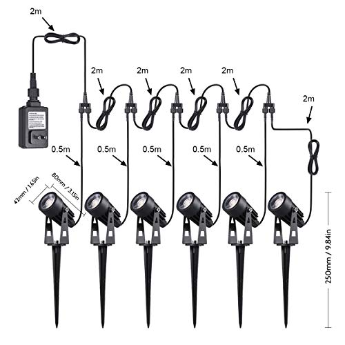 Tomshine 6in1 Landscape Lights 12V 20W Low Voltage Outdoor