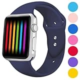 DaQin Bands Compatible with Apple Watch Band 38mm 40mm, Soft Silicone Sport Replacement Wristbands Strap for iWatch Series 4, Series 3/2/1, Dark Blue, S/M