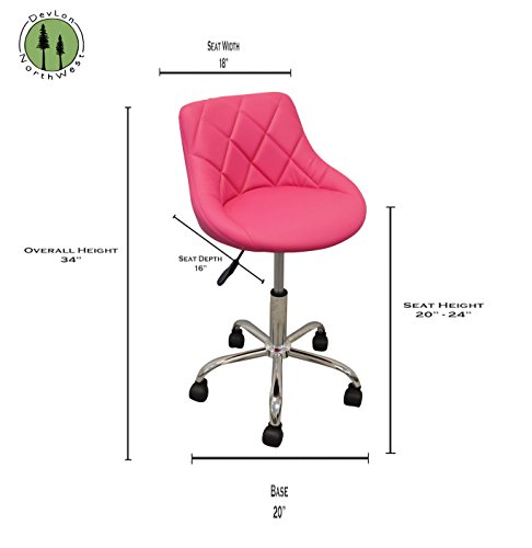 DevLon NorthWest Salon Facial Beauty Hair Pedicure Manicure Stool with Back for Medical Massage Clinic Spa Tattoo Chair Swivel Hydraulic Lift Adjustable Rolling Stool Pink - Thumbnail 7