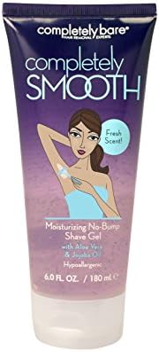 Completely Bare Completely Smooth Moisturizing No-Bump Shave Gel - All Natural Ingredients Aloe Vera, Jojoba Oil & Chamomile Prevents Irritation, Moisturize Dry Skin, Hypoallergenic, Vegan Formula 6oz