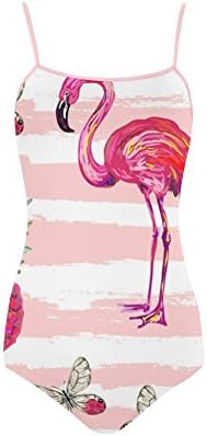 Women's Pink Flamingos With Pineapple Nylon &amp; Spandex Slip One Piece Swimsuit