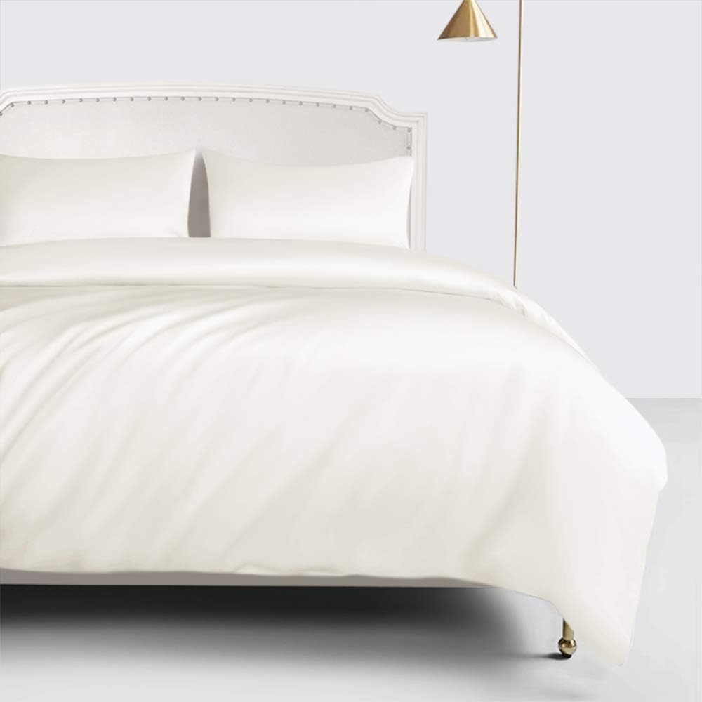 ElleSilk 100% Silk Duvet Cover, Silk Quilt Cover, 22 Momme, the Highest Grade Mulberry Silk, Natural Dye, Naturally Breathable, King 225 x 220cm, Ivory
