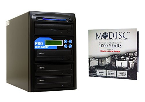 Produplicator 1 to 3 M-Disc Support CD DVD Duplicator Bundle with 1 Pack M-DISC DVD and Nero Burning Software (Up to 24X DVD Burn Speed, Standalone Duplication Tower)