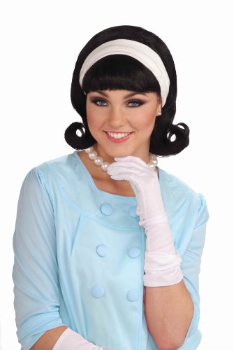 Forum Novelties Womens 50's Flip Wig with Headband, Black, One Size