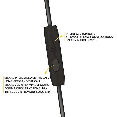 CADBB In-Ear Earbuds Noise Isolation Headsets Heavy Bass Earphones with Microphone and Volume Control for iPhone Android (black)