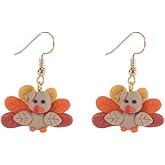 Zhang shine Thanksgiving Fall Earrings Sunflower Pumpkin Pie Maple Leaf Candy Turkey Drop Dangle Earring Polymer Clay Earrings Autumn Jewelry for Women