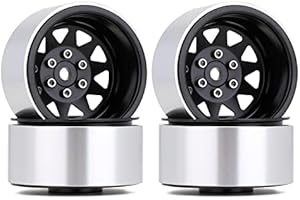 INJORA 1.9 Beadlock Wheel Rim Hub 4pcs Metal Rims for 1/10 RC Crawler Car TRX4 Axial SCX10 90046 (Black)