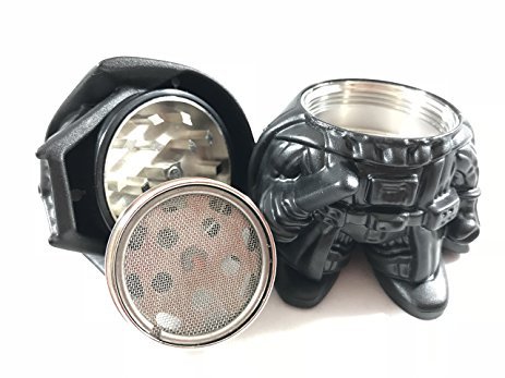 Vader Inspired Grinder with Pollen Catcher - 64mm Zinc Alloy Herb and Spice Grinder with Pollen Catcher - Great Gift for Collectors and Fans - Thumbnail 2