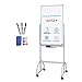 Mobile White Board Magnetic, Rolling Whiteboard 40 x 24 inch Double Sided Dry Erase Board on Wheels with Markers, Magnets, Eraser and Tray for School, Home, Office