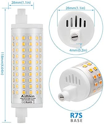 R7S LED 15W 118mm Regulable Lámpara de reflector Azhien, blanco cálido 2700K, 15 vatios, equivalente a la lámpara halógena 80W 100W 125W, 230V CA, ...