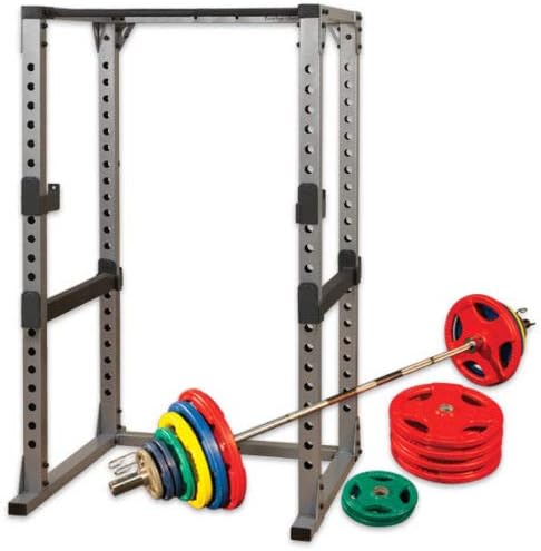 Kinelo Body Solid Power Rack w/500 Lb. Colored Grip Olympic Set