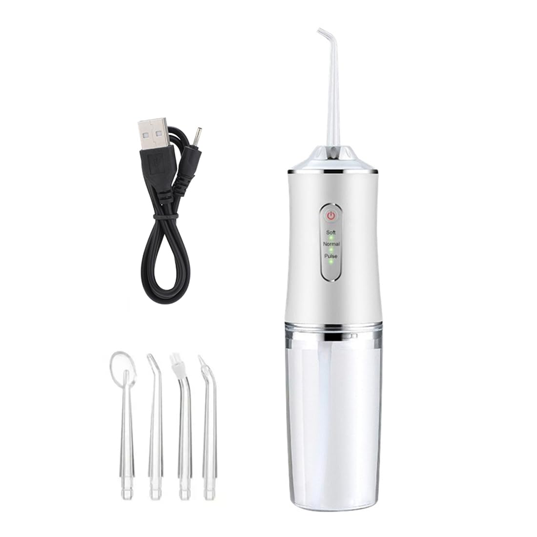 FiTspi 220ml Oral Irrigator Cordless Dental Water Flosser for Teeth Cleaning 3 Pressure Mode 4 Jet Tip IPX7 Waterproof