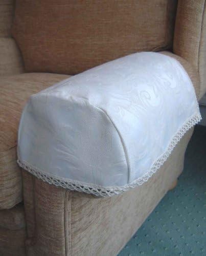 Trinity Self Patterned Arm Caps/Covers For Chairs And Settees. Finished in Cream. Standard Size by The Textile House