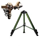 Malxs Tripod Base with Garden Brass Impact Impluse Sprinkler, Adjustable 0&deg; to 360&deg; Pattern,Area Coverage-Up to 50'-70' Diameter (100621)