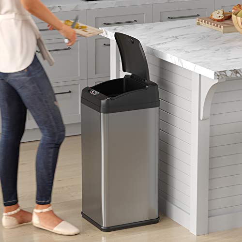 iTouchless 13 Gallon Touchless Sensor Trash Can with AbsorbX Odor
