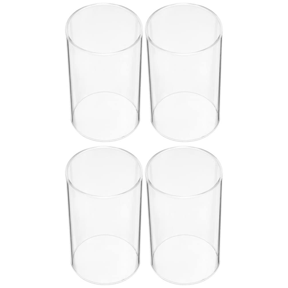 Homoyoyo Glass Candle Chimney 4pcs Candle Chimney Glass Candle Holder Sleeve Clear Cylinder Open Both Ends Candle Tube Shade Bottomless Cylinder Candle Cover 7x10cm Glass Lamp Shade