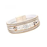Clearance! Bracelets for women JSPOYOUWomen Multilayer Bangle Bracelet Crystal Beaded Leather Magnetic Wristband (White)