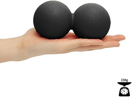 Double Lacrosse Massage Ball by YaYi - Free Carry Bag - Crossfit Solid Rubber Peanut Massage Balls - Great for Back Neck Foot Hand Massager, Myofascial Release, Muscle Relaxer, Acupoint Massage Black