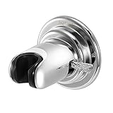 BQTime Universal 3 Mode Angle Adjustable Shower Head Holder,Solid Vacuum Suction Cup Handheld Shower Bracket with Adhesive 3M Stick Disc, Reusable, Heavy Duty, Waterproof, Wall Mount Bathroom, Chrome