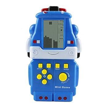 ACHICOO Cute Cartoon Shape MI/NI RETR/o Tetris Game Console for Kids Toy [Blue Poli]