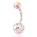 JEWELRIESHOP 2P Gift Set Bling Bling Stainless Steel Belly Button Ring Body Jewelry Piercing Ring Barbell, Hypoallergenic, Summer