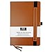 RICCO BELLO Primo Hardcover Ruled Journal Notebook – Vegan Friendly Faux Leather, Elastic Band Closure, Pen Loop, Bookmark, Storage Pocket, Thick Paper - 5.7 x 8.4 inches (Brown)