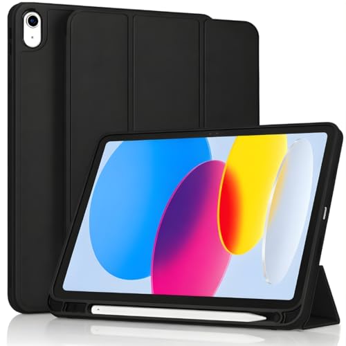 Capa para iPad 9ª/8ª/7ª Geração 10,2” (2021/2020/2019) – Case Slim Magnética com Despertar Automático, Suporte Ajustável e Porta Pencil (Preto)