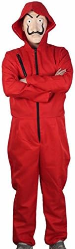 La Casa De Papel Costume Red Hoodie Jumpsuit Money Heist Dali Outfit (L)