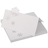 Shappy 30 Pieces Snowflake Place Cards, White Christmas Table Name Cards for Winter Party Table Setting