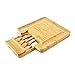 Bamboo Cheese Board - Charcuterie Platter & Serving Tray, 4 Stainless Steel Knife & Thick Wooden Server, and 4 Round Fruit trays. Fancy House Warming Gift for Wedding, Anniversary, or Engagement