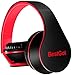 BestGot Headphones with Microphone Volume Control for Cellphones Smartphones iphone Laptop Computer Mp3/4 With Transport Waterproof Bag for kids/girls (Black/Red)
