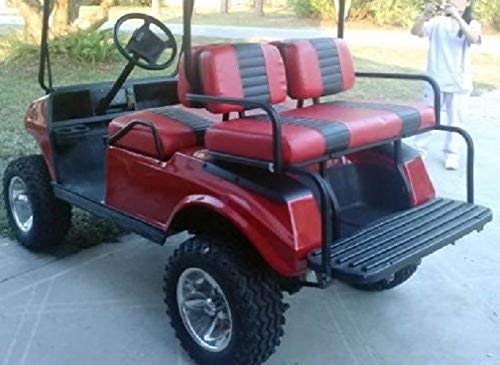 Club Car Pre-2000 DS Custom 2-Stripe Golf Cart Seat Cover Set Made with Marine Grade Vinyl - Staple On - Choose Your Colors From Our Color Chart!