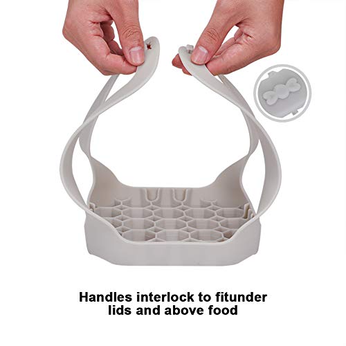 Alselo Pressure Cooker Bakeware Sling for Instant Pot 6 Qt/8 Qt, Silicone Portable Steaming basket, Anti-scalding Steamer Rack (Gray) - Thumbnail 3