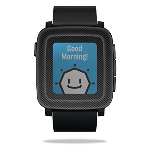 MightySkins Protective Vinyl Skin Decal for Pebble Time Smart Watch cover wrap sticker skins Carbon Fiber - Thumbnail 3