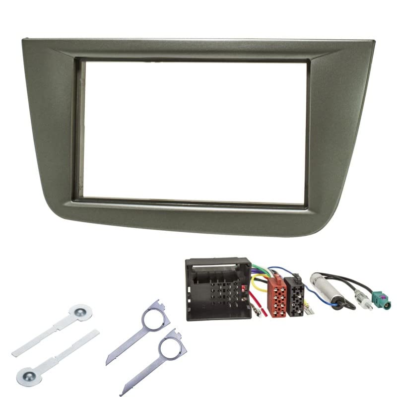 Sound-way - Double DIN Car Radio Frame Installation Kit, 2 DIN Front Panel Frame Stereo compatible with Seat Altea, Altea XL, Toledo LEFT WHEEL