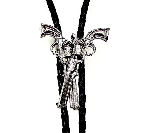 Crossed Guns Silver Plated Bolo Tie