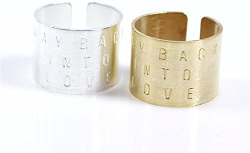 Stacking Wide and Thick Way Back Into Love Band Cuff ring, tube ring, knuckle ring in 2 colors(925 sterling silver/plated over Brass)