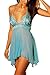 Fashion Women Sleepwear Plus Size Mini Dress Lingerie Set Lace Nightwear,Blue,5XL