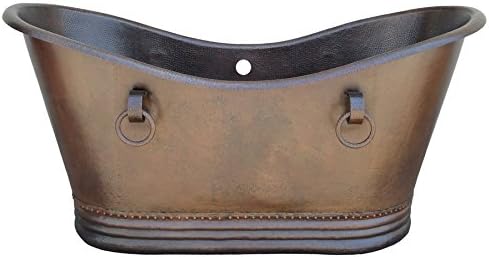 5 Ft 6" Unique Handmade Hammered Copper Soaking Bathtub by Ariellina AC2860 Rustic Rubbed Copper