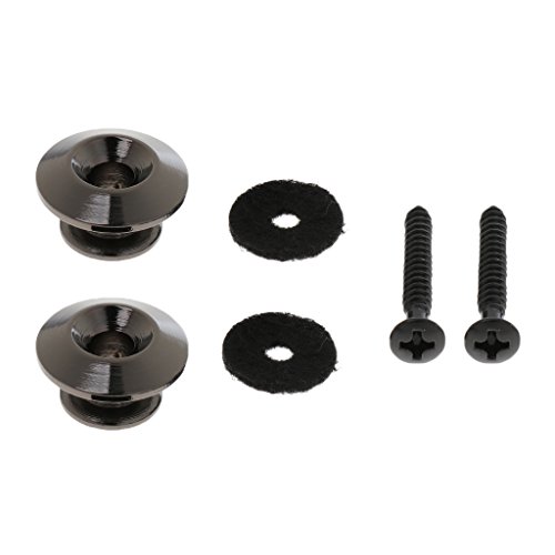 Baoblaze 1 Set Metal Straplocks + Screws Guitar Bass Ukulele Strap Locks Button Black