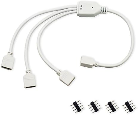 1 to 3 Ports Female to Female 4 Pin Splitter Connector for One to Three SMD 5050 RGB Lighting String,RGB 4 Pin Y-Splitter for Color Changing Light Strips 30cm/12inch Long